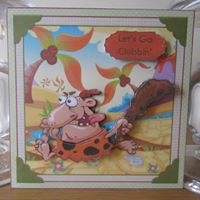Stone Age Birthday Let's Go Clubbin' Topper Decoupage by Deborah McLuckie