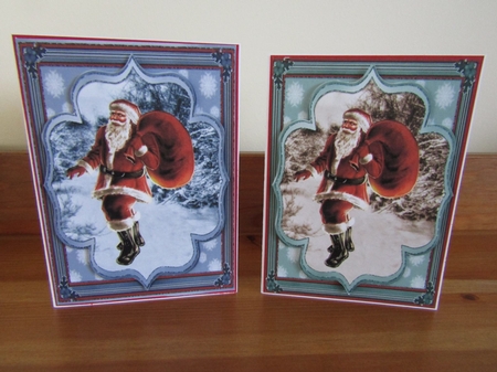 Christmas Delivery - 2 Vintage Santa Quick Cards with Panels by Deborah McLuckie