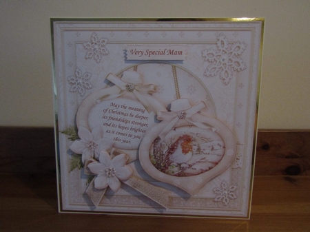 Christmas Baubles Robin in Snow 8x8 Mini Kit & Decoupage by Deborah McLuckie