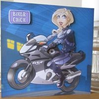 Biker Chick Night Quick Card 8x8 by Deborah McLuckie