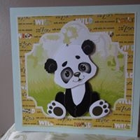 Baby Panda 7x7 Card with Decoupage by Deborah McLuckie