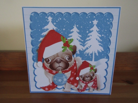 Puggy Christmas Mini Kit with Pug Dog and Puppy by Deborah McLuckie