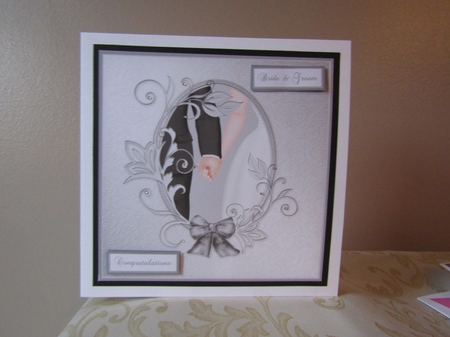 Wedding Day card with cameo frame and decoupage by Deborah McLuckie