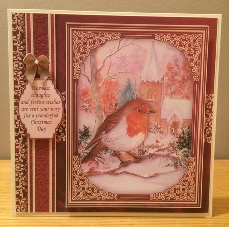 CHRISTMAS ROBIN & CHURCH 7.8 Quick Christmas Card & Insert by Deborah McLuckie