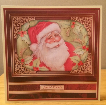 CHRISTMAS SANTA & HOLLY 7.8 Quick Christmas Card & Insert by Deborah McLuckie