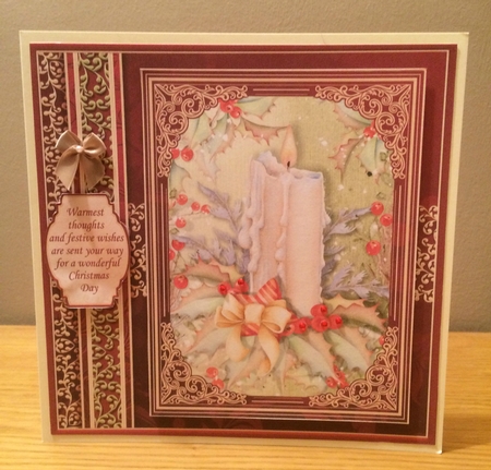 CHRISTMAS CANDLE & HOLLY 7.8 Quick Christmas Card & Insert by Deborah McLuckie