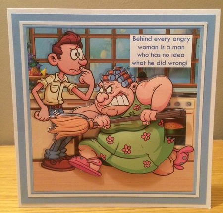 BEHIND EVERY ANGRY WOMAN Humorous 7.5 Decoupage & Insert Mini Kit by Deborah McLuckie