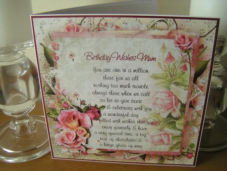 Pink Rose Mum Birthday Verse 8x8inch Step by Step by Deborah McLuckie
