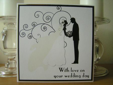 Silhouette Bride and Groom 8x8 Square Card Front by Deborah McLuckie
