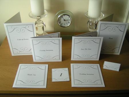 Silver & White Swirls Wedding Stationery Inserts Kit by Deborah McLuckie