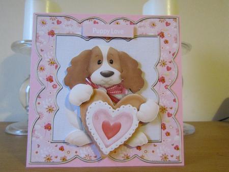 Puppy Love 6x6 Card with Decoupage by Deborah McLuckie