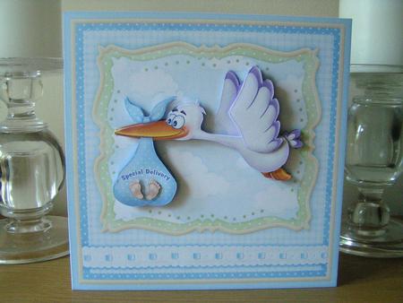 Baby Boy Special Delivery Stork 8x8 Decoupage Mini Kit by Deborah McLuckie