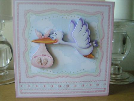 Baby Girl Special Delivery Stork 8x8 Decoupage Mini Kit by Deborah McLuckie