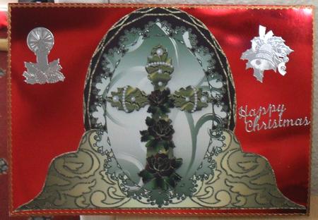 Jeweled Cross with Roses Fancy Shaped Topper/ Front 1 by Debbie Porter