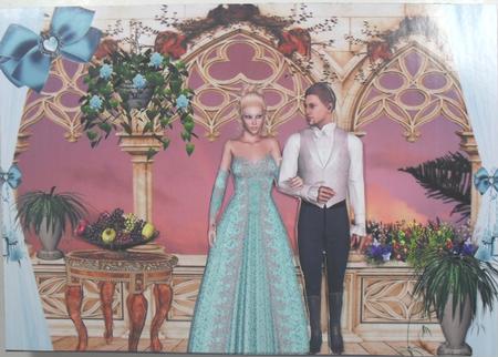 Pretty Lady in Gown with a Gentlman A4 Topper by Debbie Porter