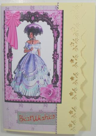 Elegant Lady in Pink Gown in Pink Lace Frame by Debbie Porter