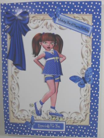Little Girl on Roller Skates A4 Topper by Debbie Porter