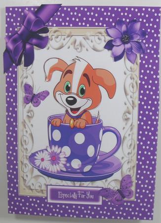 Cute Puppy in a Teacup A4 Topper by Debbie Porter
