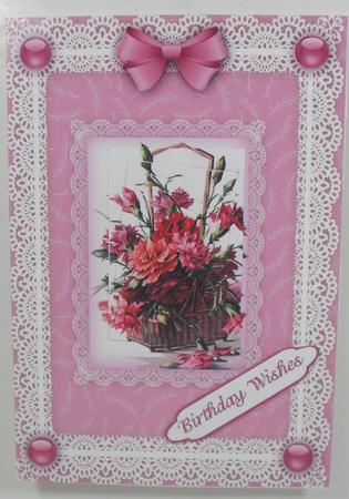 Floral Basket 'n Lace A5 Spiral Pyramid Card Front by Debbie Porter