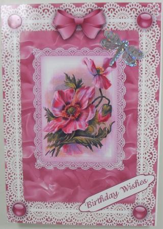 Floral Fantasy 'n Lace A5 Pyramid Card Front by Debbie Porter