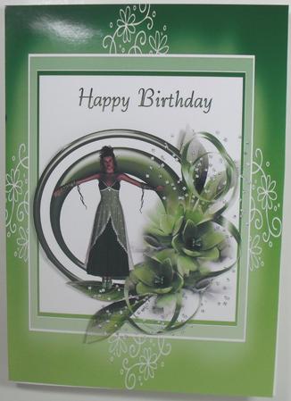 A4 Green Flower Fairy Birthday Card by Debbie Porter