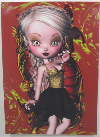 Terri in Her Party Dress A4 Card Front by Debbie Porter
