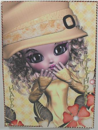 Emily in Yellow A4 Card Front 1 by Debbie Porter