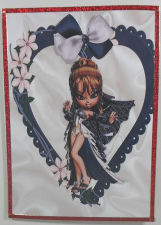 Cute Little Lady with Parasol in Heart Frame by Debbie Porter
