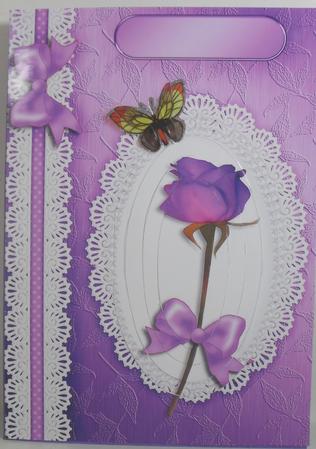 A5 Rose, Lace and Pearls Quick Card with Pyramage by Debbie Porter