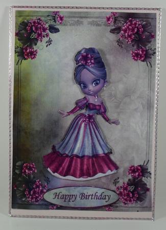Geranium Princess Card Front and Decoupage by Debbie Porter