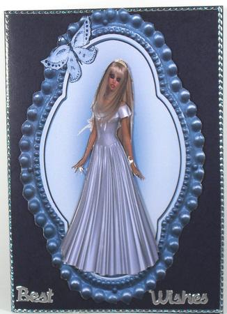 Pretty Lady in Blue Frame with Butterflies by Debbie Porter