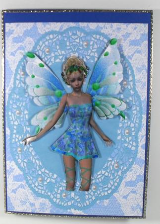 Pretty Faerie on Blue Dollie by Debbie Porter