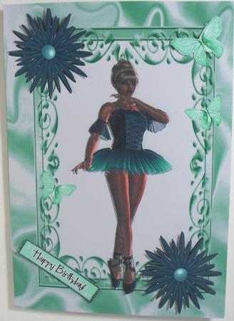 Ballerina in Sea Jade Flower Frame by Debbie Porter