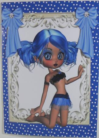 Cute Little Blueberry Girl A4 Topper by Debbie Porter