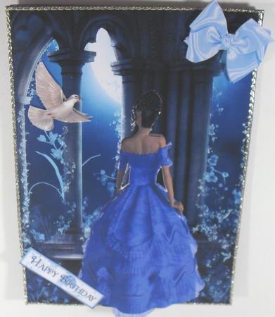 Pretty Lady in Blue Gown with Dove by Debbie Porter