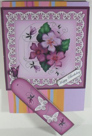 Pretty Viola Quick Card with Circle Pyramage Topper by Debbie Porter