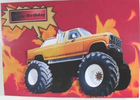 4x4 Yellow Monster Truck with Flames by Debbie Porter