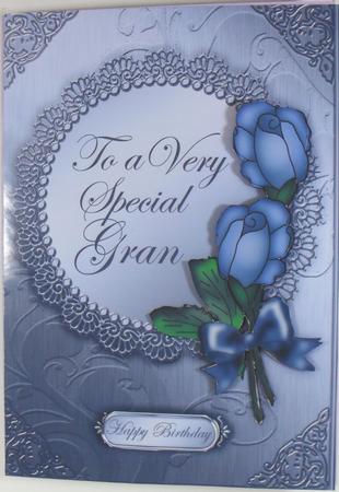 A5 Roses and Metallic Lace Quick Card with 3D Decoupage by Debbie Porter