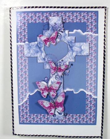Butterfly Cross Sympathy Card Front and Decouapge by Debbie Porter