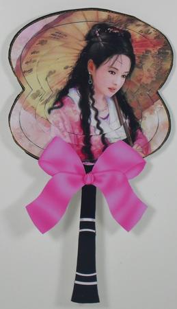 Oriental Beautiful Lady Hand Fan 3D Topper by Debbie Porter