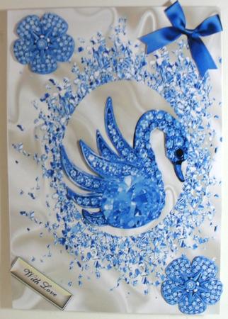 Turquoise Diamonte Swan by Debbie Porter