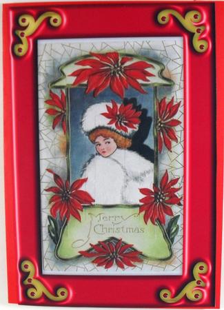 Vintage Christmas Lady with Poinsettia by Debbie Porter
