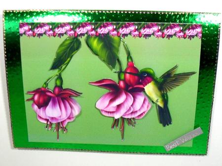 A4 Fushia and Hummingbird by Debbie Porter