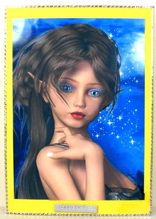 Starlight Elf A4 Card Front by Debbie Porter