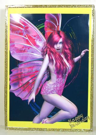 Fairy Neon in Pink A4 Card Front by Debbie Porter