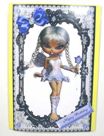 Cute Little Faerie in White, with Purple Bow by Debbie Porter