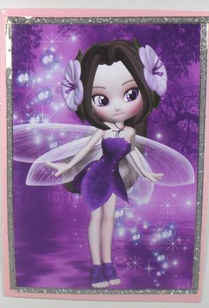 Violet Fairy A4 Card Front by Debbie Porter