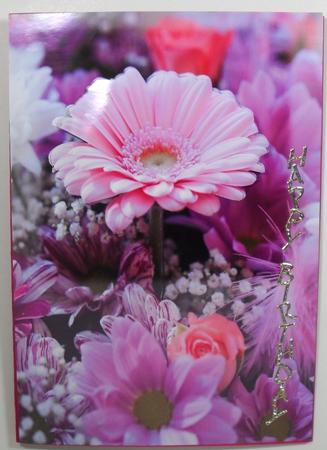 Pink Bouquet A4 Card Front by Debbie Porter
