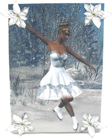 Beautiful Iceskater with Snow Scene Background by Debbie Porter