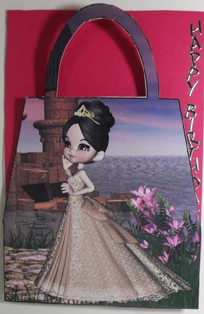 Princess Caelia in Gold Handbag Card by Debbie Porter